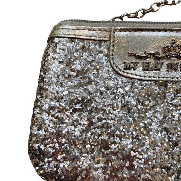 My Flat in London Silver Sparkly Small Bag with Detachable Silver Strap - Picture 11 of 14
